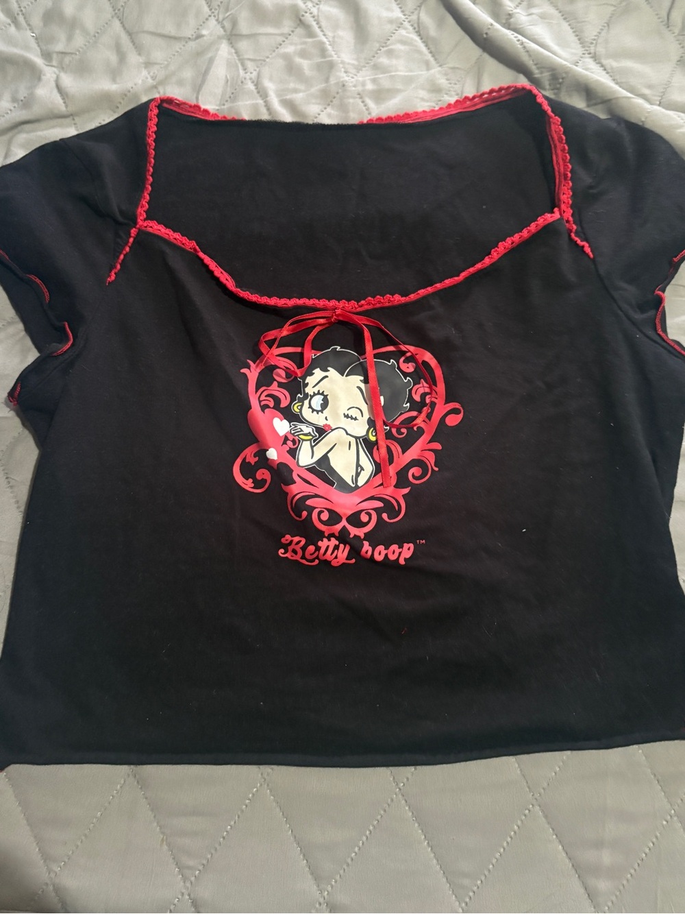Betty Boop Black Tee with Red Graphic and Trim